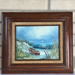 Vintage H. Hailey Signed Original Oil Painting Coastal Seascape Framed